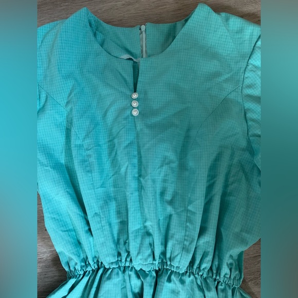 Teal handmade vintage dress - Picture 2 of 5